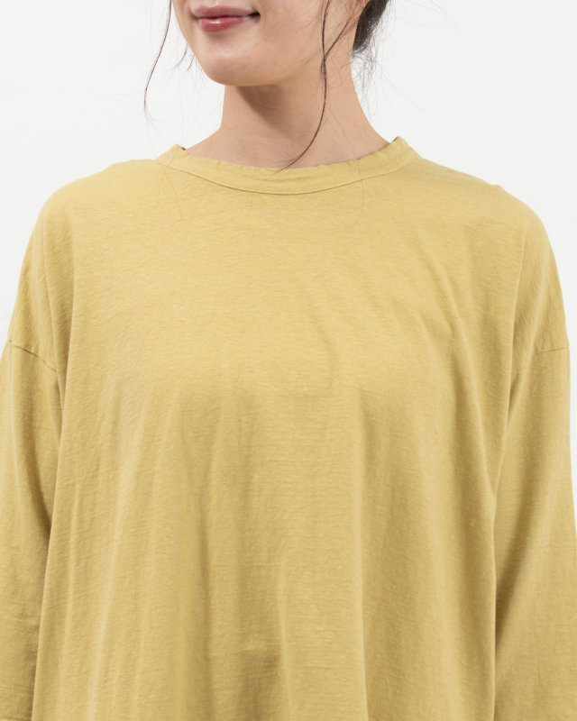P91652  prit 30/1リサイクルムラ糸天竺7分袖ワイドＴシャツ