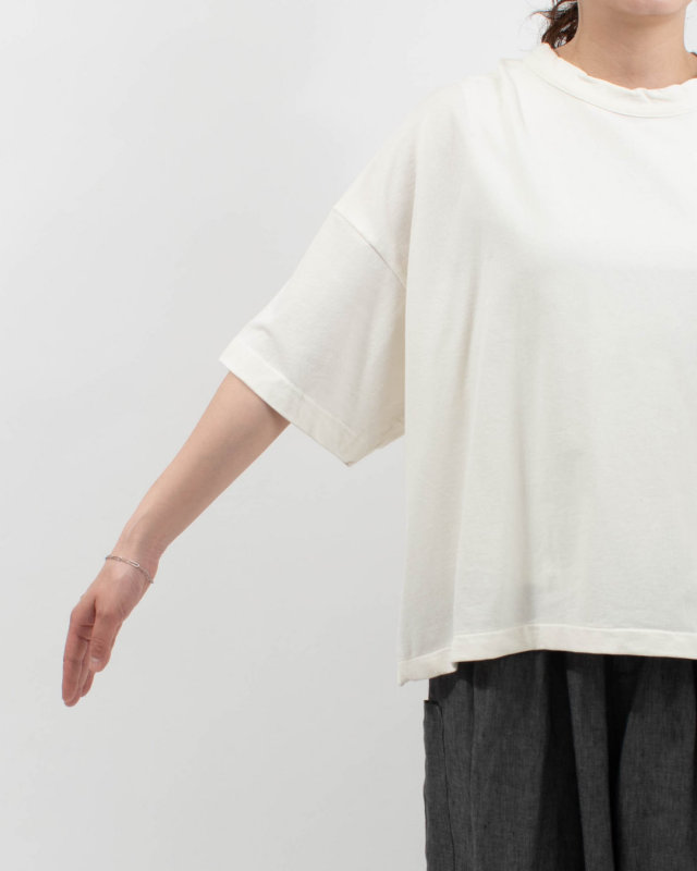 P92614  prit 30/1DEPENDインレイ 5分袖裾ヒモワイドプルオーバー