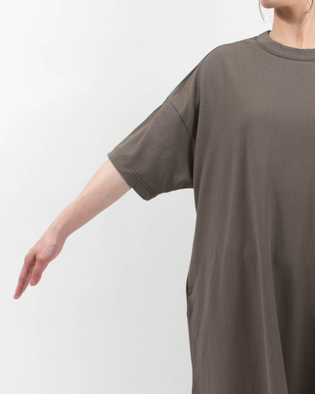 P92616  prit 30/1DEPENDインレイ 5分袖ワイドマキシワンピース