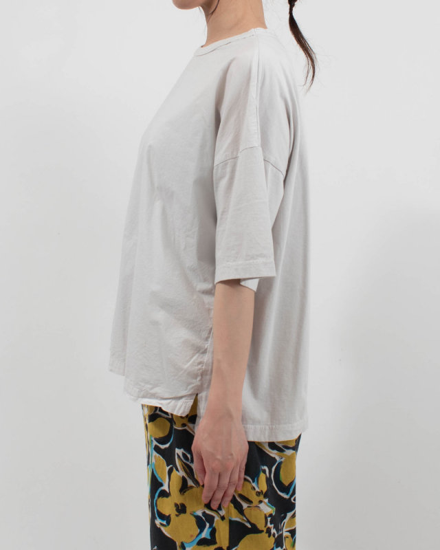 P92621  prit 30/1ハイゲージ天竺×80/1タイプライター 切替5分袖Tシャツ