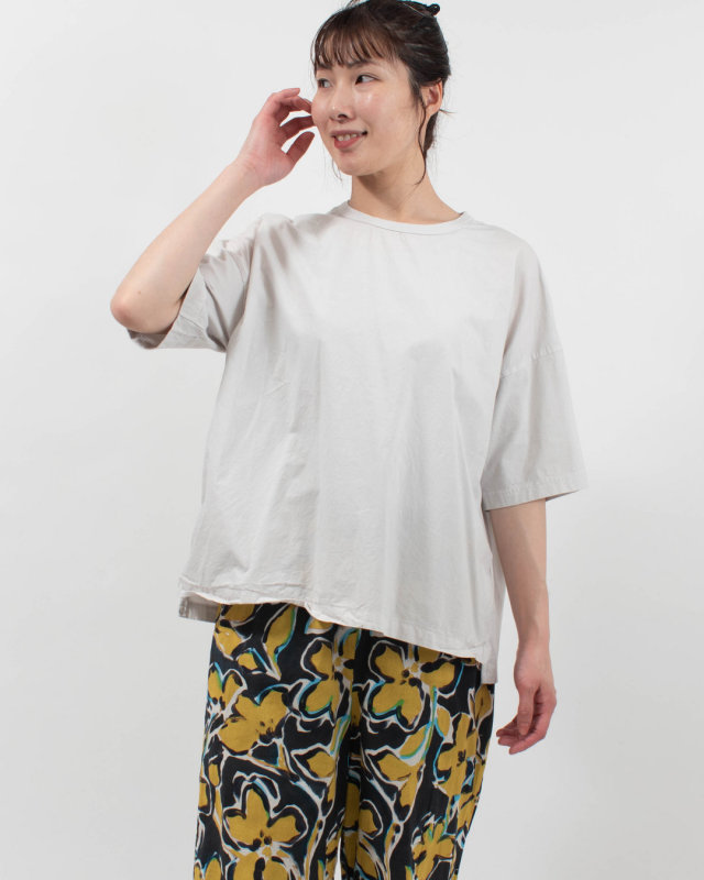 P92621  prit 30/1ハイゲージ天竺×80/1タイプライター 切替5分袖Tシャツ