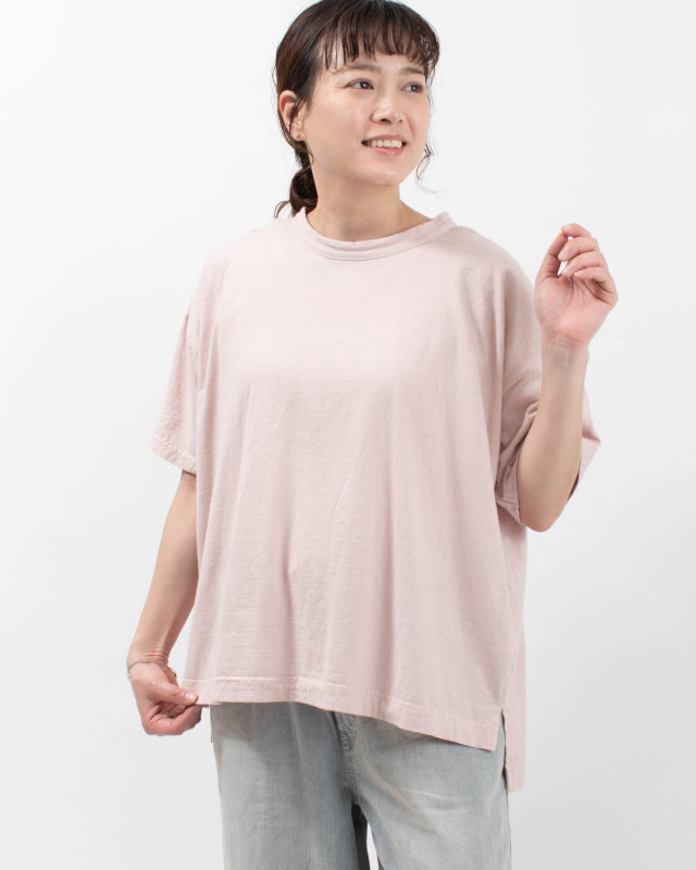 P92629  prit 30/1リサイクルムラ糸天竺 5分袖ワイドTシャツ