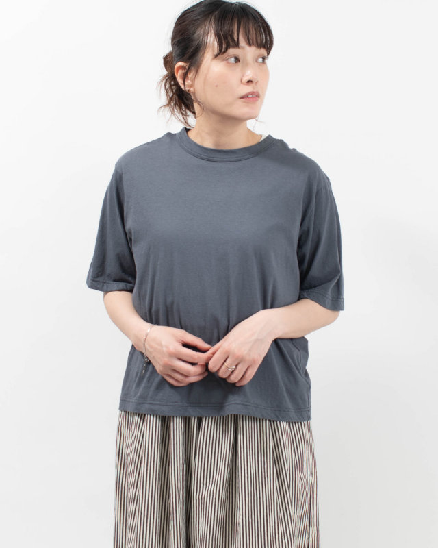 P92636  prit 40/1ムラ糸MVSハイゲージ天竺 クルーネックボックスＴシャツ