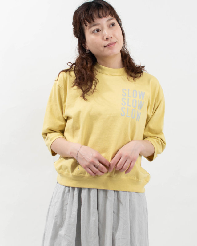 PPS-28266  PACIFIC PARK STORE 17/-BD天竺 七分袖プリントプルオーバー[SLOW SLOW SLOW]