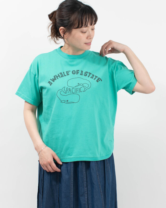 PACIFIC PARK STORE 17/-BD天竺 ヘムラウンド半袖プリントTee［A WHALE OF A STATE PACIFIC］