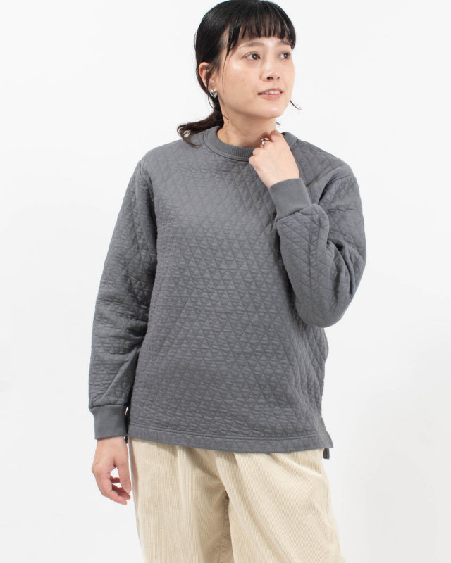 R17708 RINEN 30/1オーガニック天竺ダイヤキルティング クルーネック