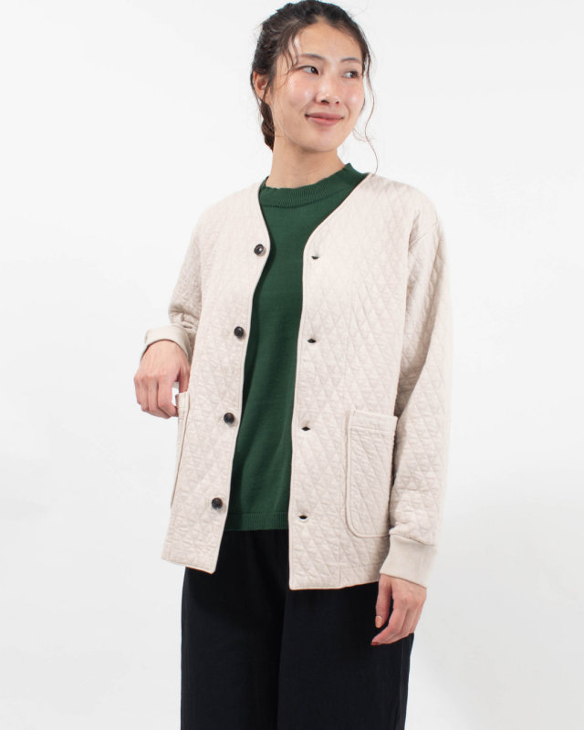 R17709 RINEN 30/1オーガニック天竺ダイヤキルティング ノーカラージャケット