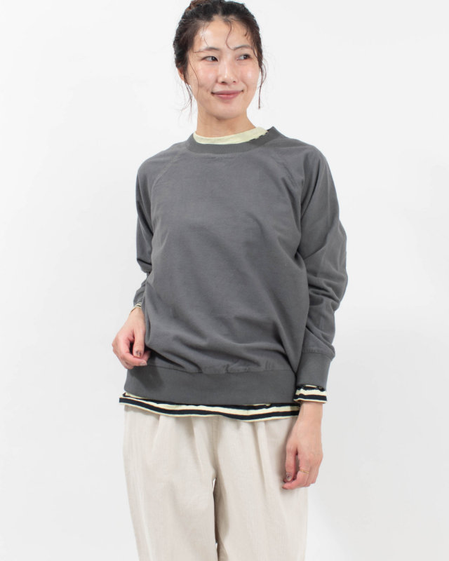 R37702 RINEN 20/1ネル両面起毛クルーネックシャツ