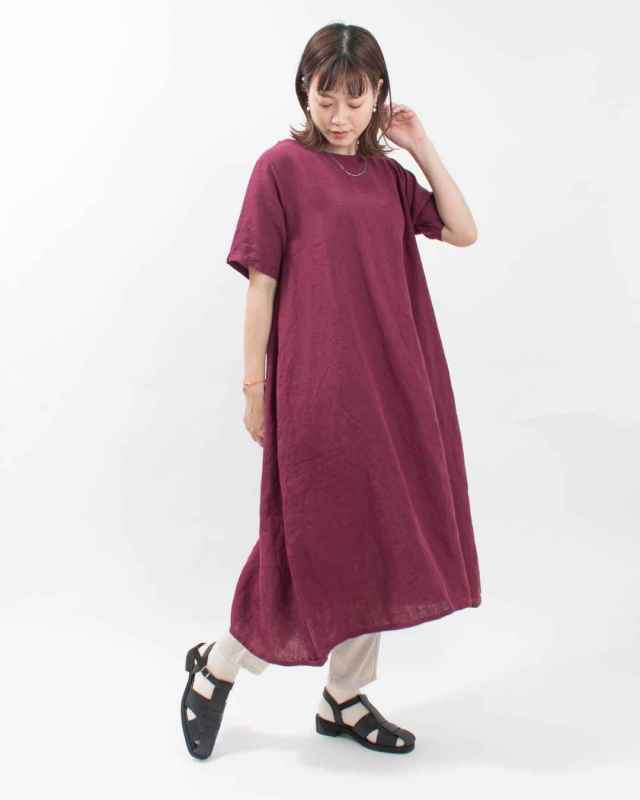 SA-0449 SO[ ] リネンシンプルワンピース半袖