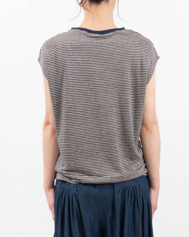 SA-0527 SO[ ] 麻カット フレンチ袖裾切替Tシャツ