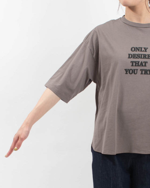 SA-37114 sabbatum 30/-BD天竺ヘムラウンドスプレー調プリントTee[ONLY DESIRE THAT YOU TRY]