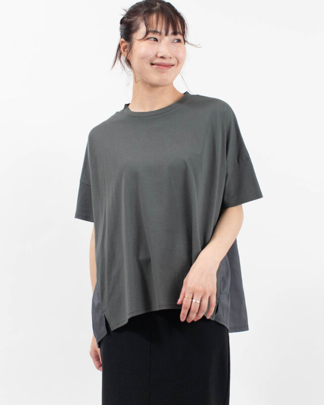 sabbatum 30/-BD天竺/ナイロンウェザー バイファブリック切替プルオーバー