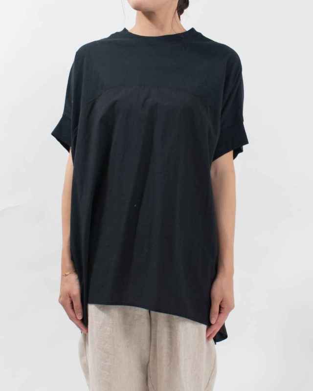 SB-1841　SO[ ] 布帛×カットソー切替コクーンチュニック