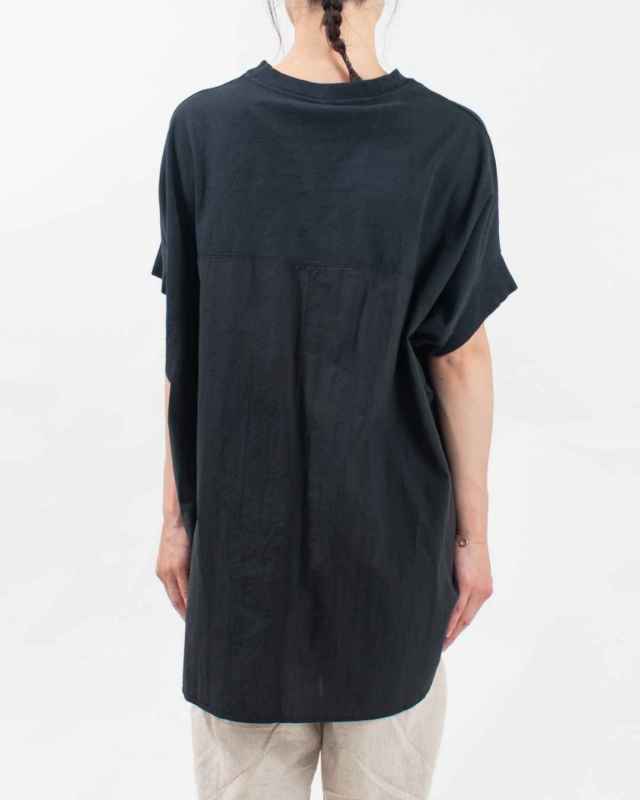 SB-1841　SO[ ] 布帛×カットソー切替コクーンチュニック