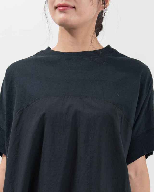 SB-1841　SO[ ] 布帛×カットソー切替コクーンチュニック