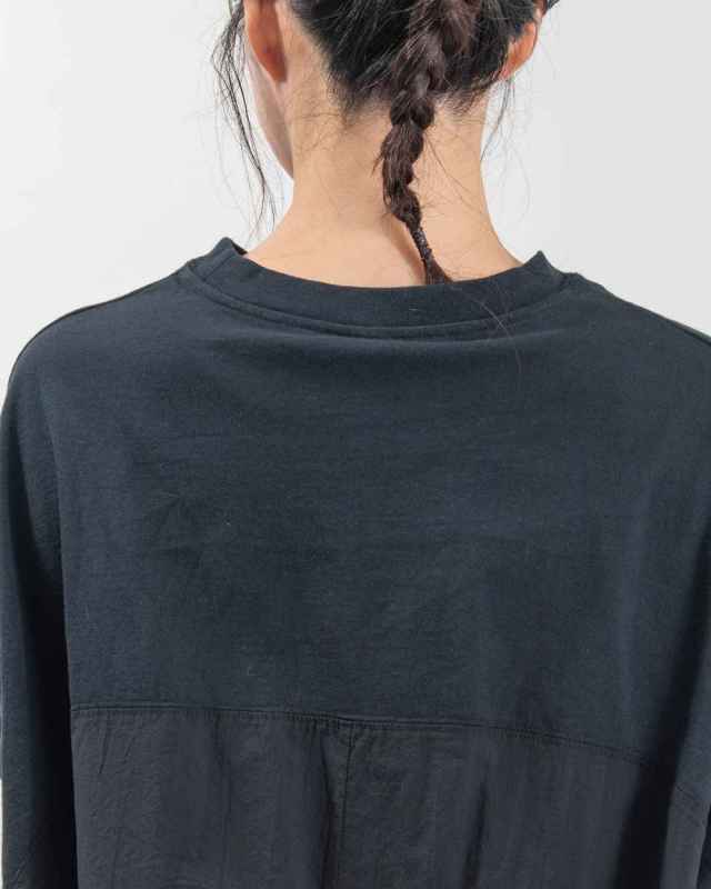 SB-1841　SO[ ] 布帛×カットソー切替コクーンチュニック