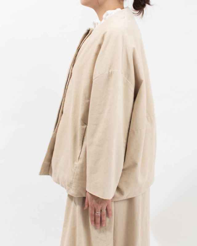 SO[ ] コーデュロイノーカラーコクーンジャケット｜ナチュラル