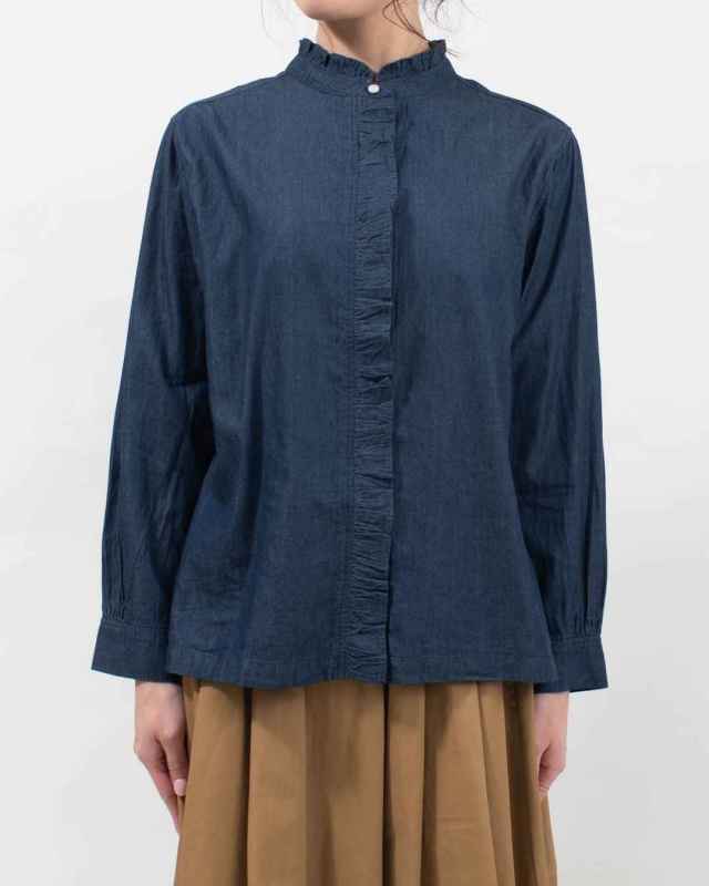 SB-1968  SO[ ] 4.5オンスライトデニム フリルブラウス