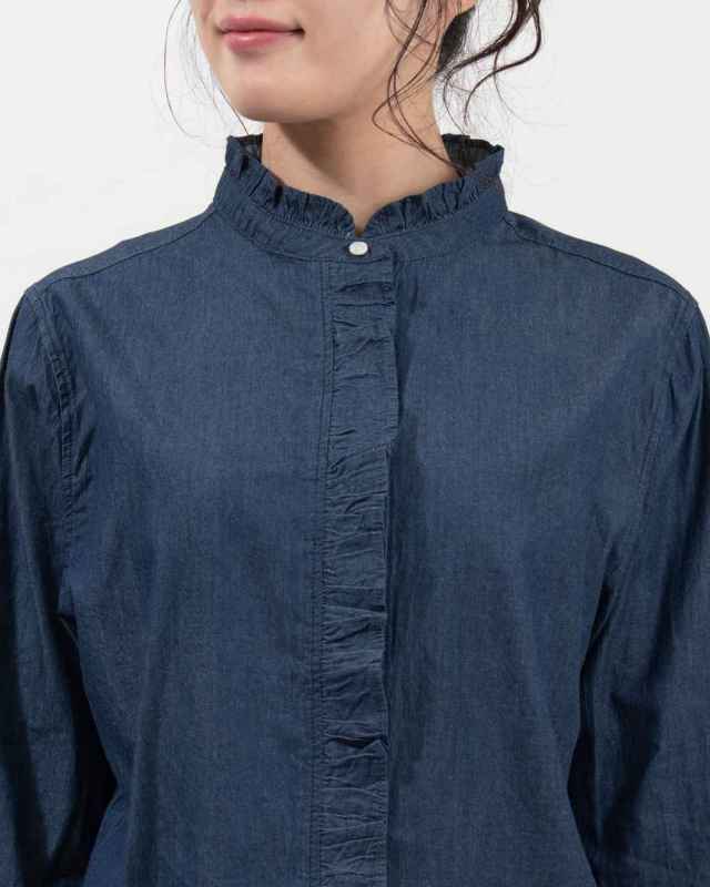 SB-1968  SO[ ] 4.5オンスライトデニム フリルブラウス