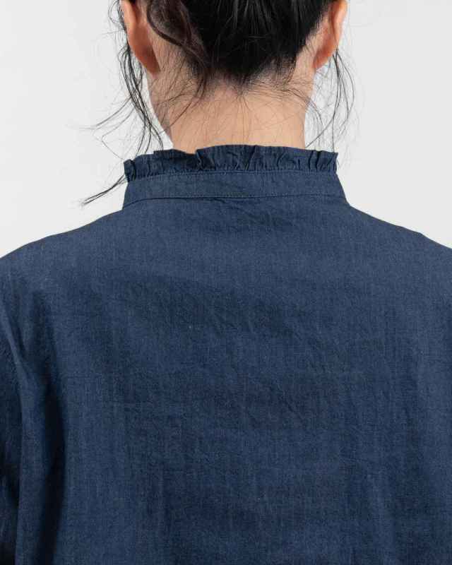 SB-1968  SO[ ] 4.5オンスライトデニム フリルブラウス