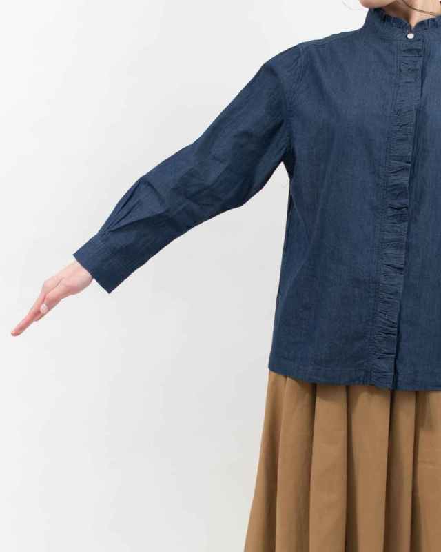 SB-1968  SO[ ] 4.5オンスライトデニム フリルブラウス