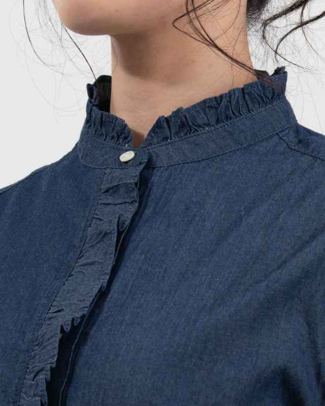 SB-1968  SO[ ] 4.5オンスライトデニム フリルブラウス