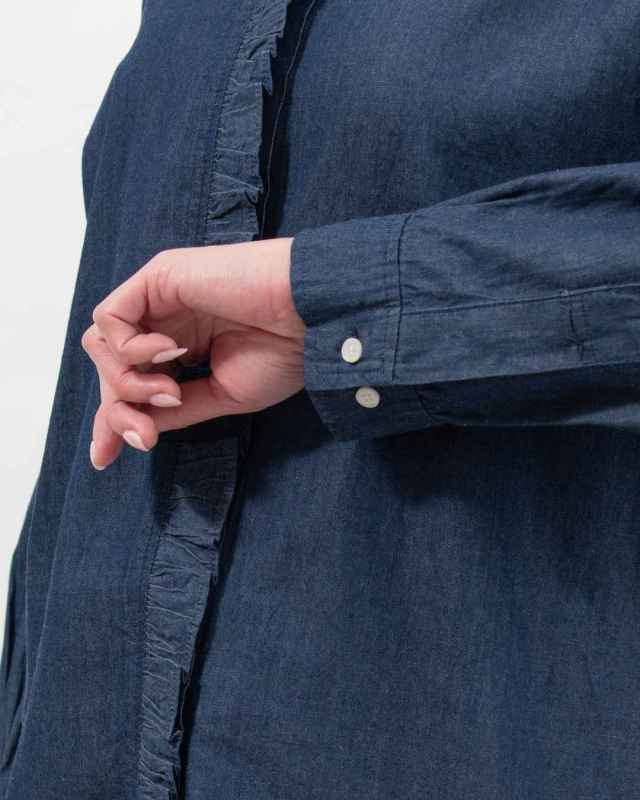 SB-1968  SO[ ] 4.5オンスライトデニム フリルブラウス