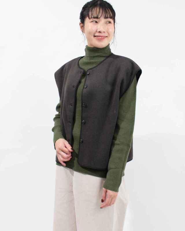 SUN VALLEY  ウール混ダブルフェイスパイピングベスト