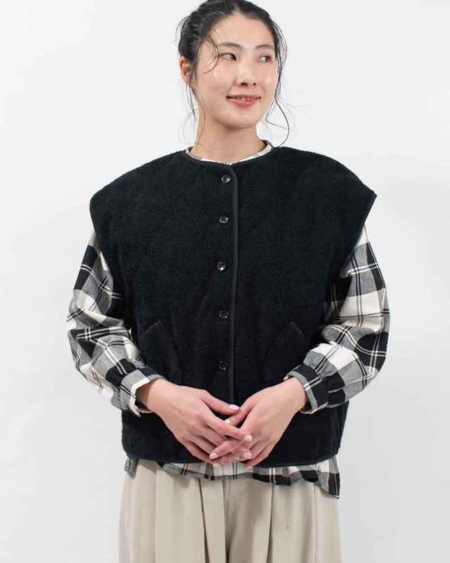 So キルトベスト　ブラックロング SO[ ] キルトロングベスト｜ナチュラルファッション・ナチュラル服の通販
