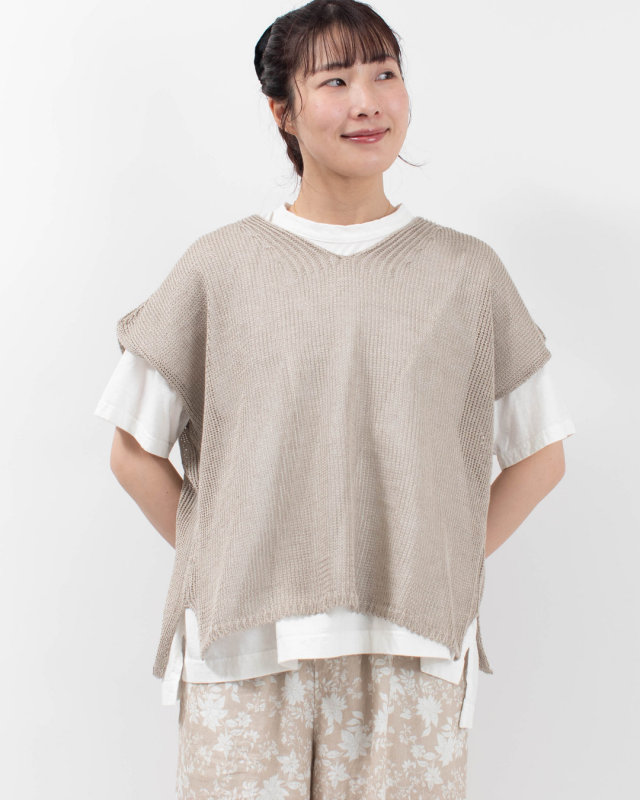 SJ-0042  SO[ ] フレンチリネンVネックベスト