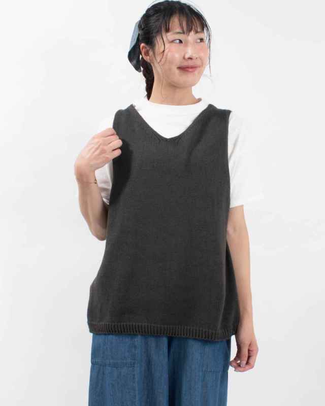 SO[ ] ヘンプコットン前後2WAY Vネックベスト｜ナチュラルファッション