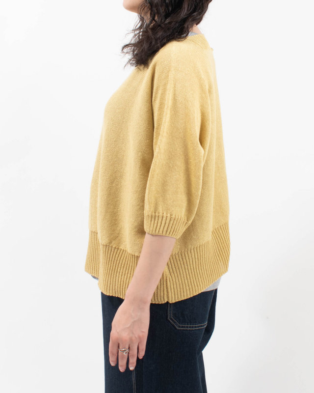SJ-0110 SO[ ] ヘンプコットン × 1/16和紙ニット ワイドTラインニット