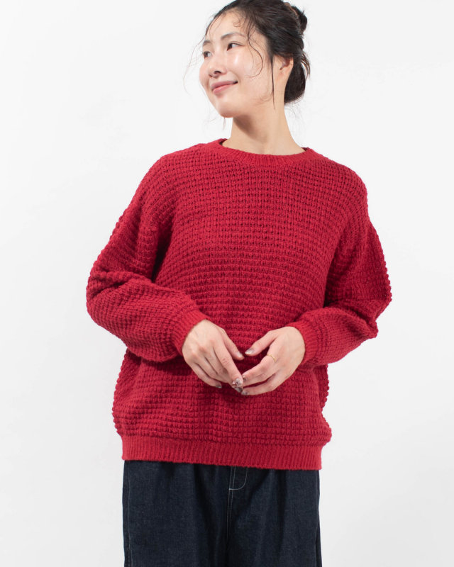 SJ-0126 SO[ ] Wool×WASHI ワッフル柄プルオーバー