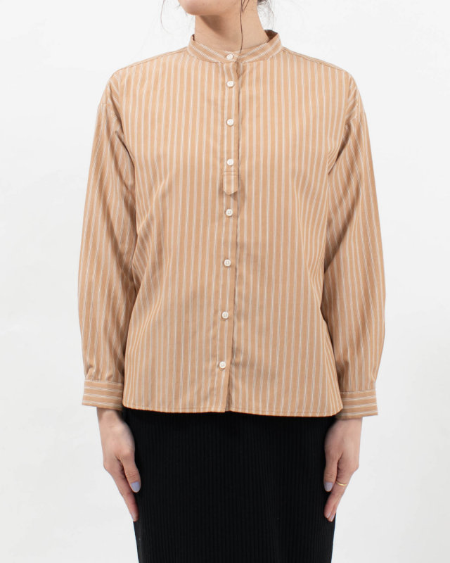 SK2005260  SUN VALLEY コットンドビーストライプ スタンドカラーシャツ