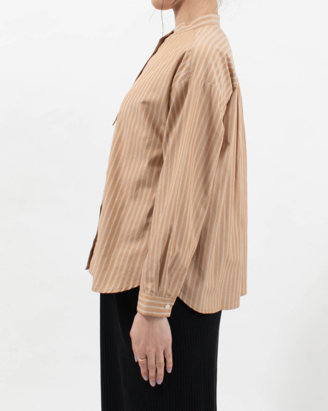 SK2005260  SUN VALLEY コットンドビーストライプ スタンドカラーシャツ