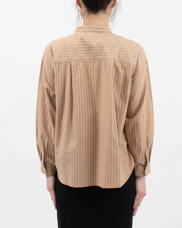 SK2005260  SUN VALLEY コットンドビーストライプ スタンドカラーシャツ