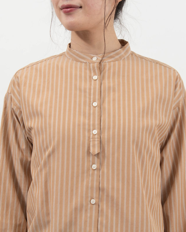 SK2005260  SUN VALLEY コットンドビーストライプ スタンドカラーシャツ