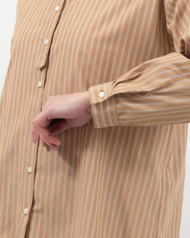 SK2005260  SUN VALLEY コットンドビーストライプ スタンドカラーシャツ