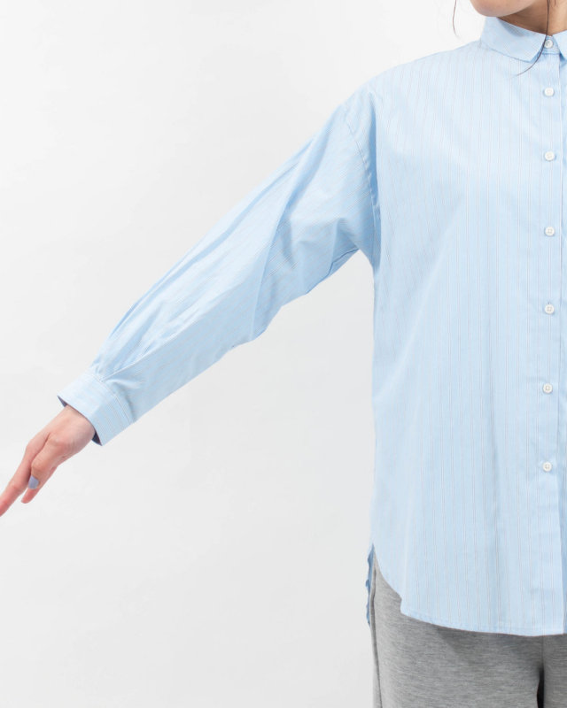 SK2007262  SUN VALLEY コットンドビーストライプ チュニックシャツ