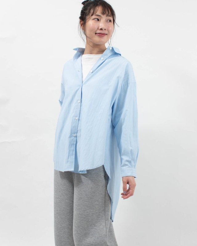 SK2007262  SUN VALLEY コットンドビーストライプ チュニックシャツ