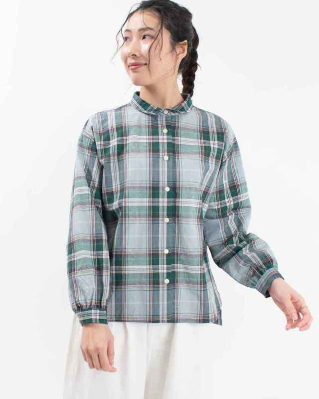 SUN VALLEY サンバレー チェックレギュラーカラーシャツ SK2019254 sunvalley レデース  ナチュラル ブラウス ファッション 服 30代 40代 50代ファッション SUN VALLEY チェックレギュラーカラーシャツ｜ナチュラル
