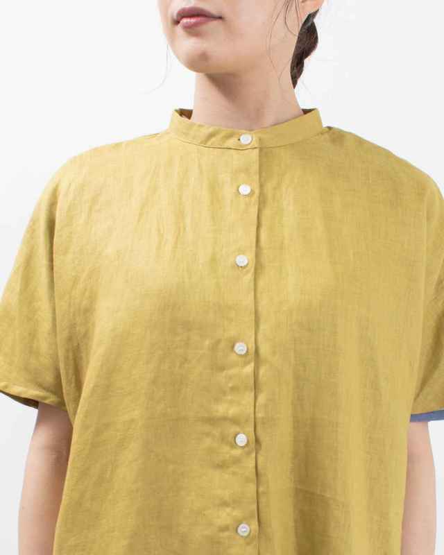 SK2059254  SUN VALLEY 14リネン平織りワイドブラウス