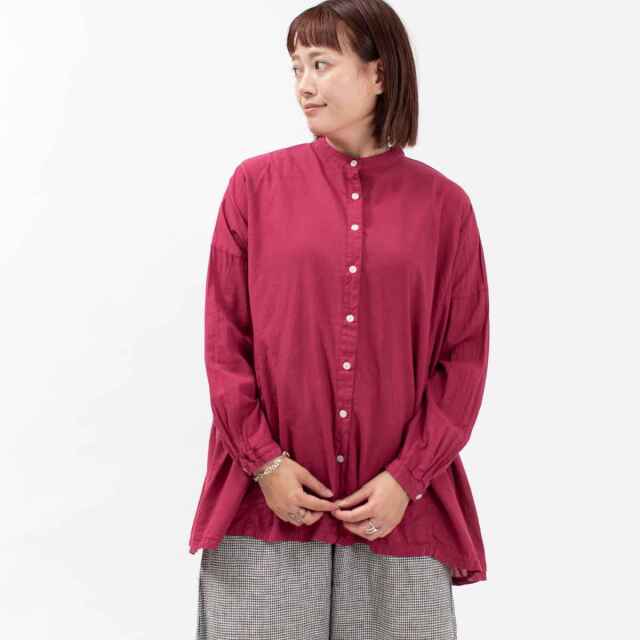 美品　ボイルワイドプルオーバーシャツ SUN VALLEY 日本製品染ボイルギャザー8分袖シャツ｜ナチュラル