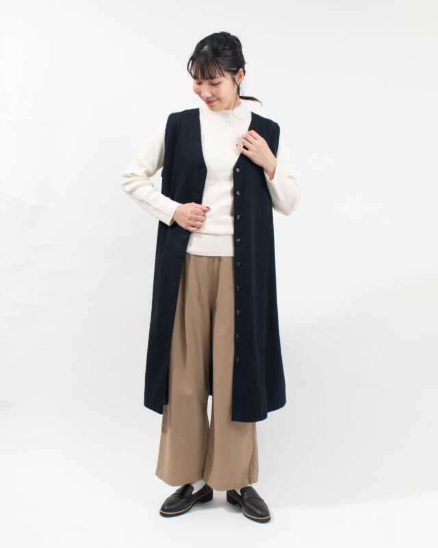 SUN VALLEY 16TCRドビークロス綾織起毛裏ヘリンボーンワンピース