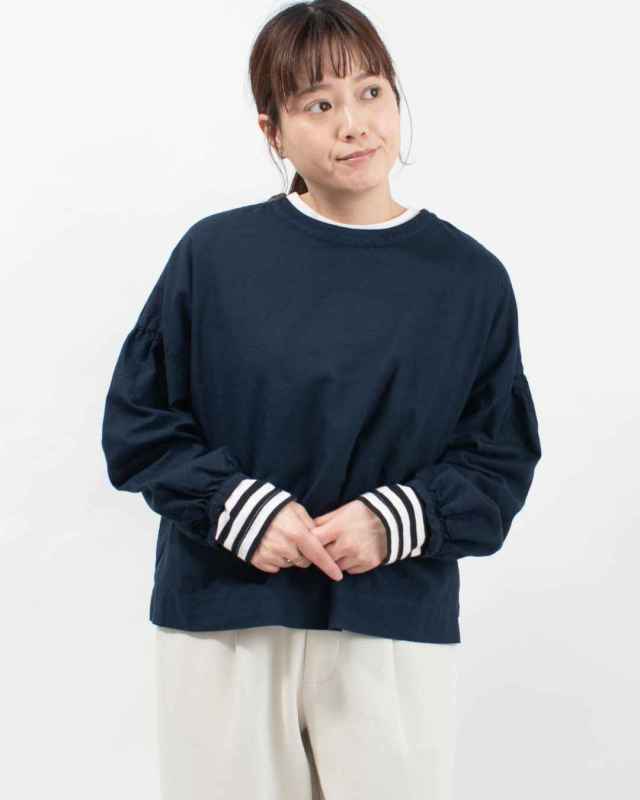 【新品】Plantation 製品染めシワ加工ブラウス ネイビー 2サイズ SUN VALLEY オックス日本製品染2WAYブラウス｜ナチュラルファッション