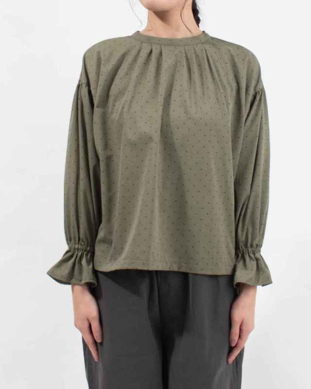 SK8116251  SUN VALLEY ポリエステルツイルドットプリントブラウス