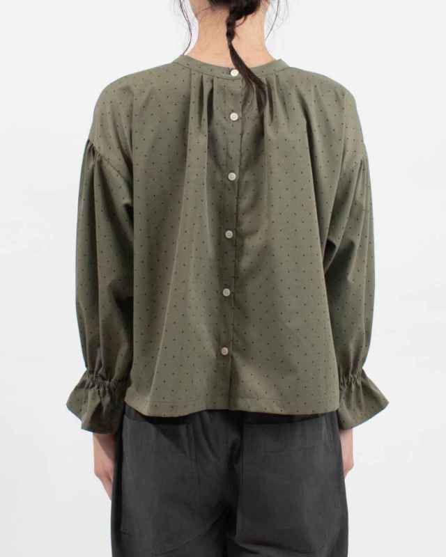 SK8116251  SUN VALLEY ポリエステルツイルドットプリントブラウス