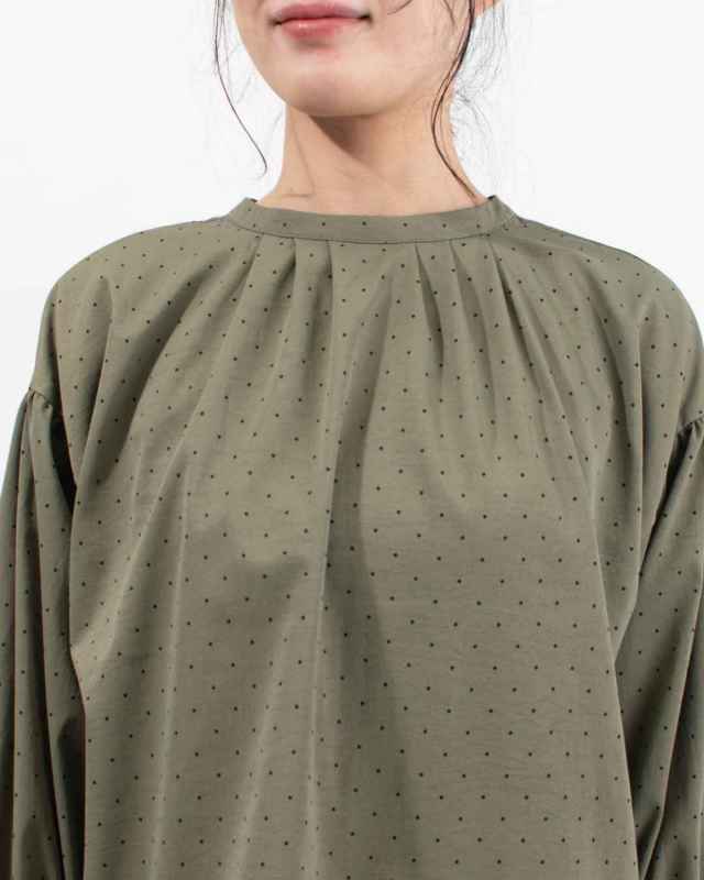 SK8116251  SUN VALLEY ポリエステルツイルドットプリントブラウス