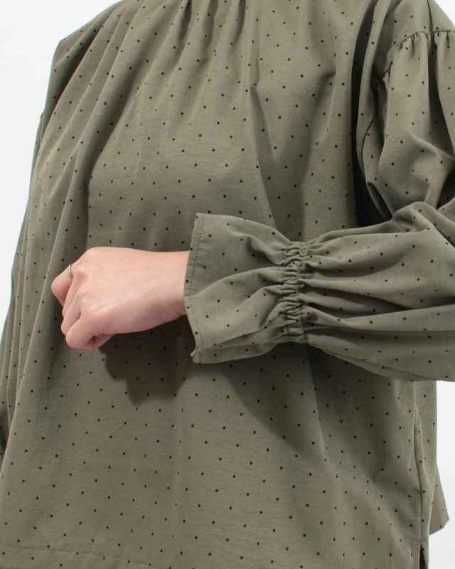 SK8116251  SUN VALLEY ポリエステルツイルドットプリントブラウス