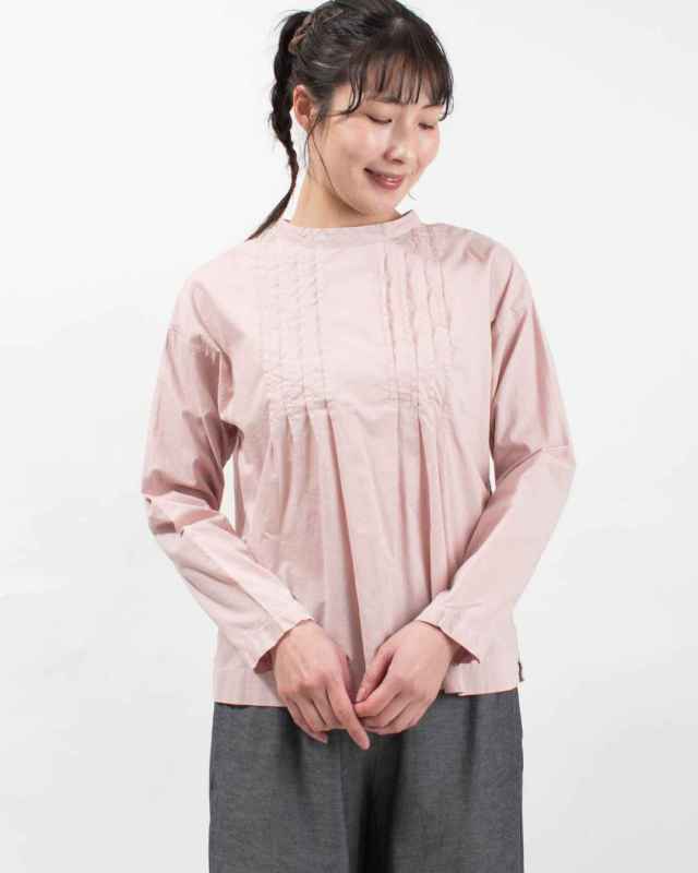 SK8121256  SUN VALLEY 30コットン平織 日本製品染 タックブラウス